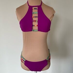 Isabella Rose Besties Friendship Strap High Neck Halter Maui 2 Piece Bikini Sz S
